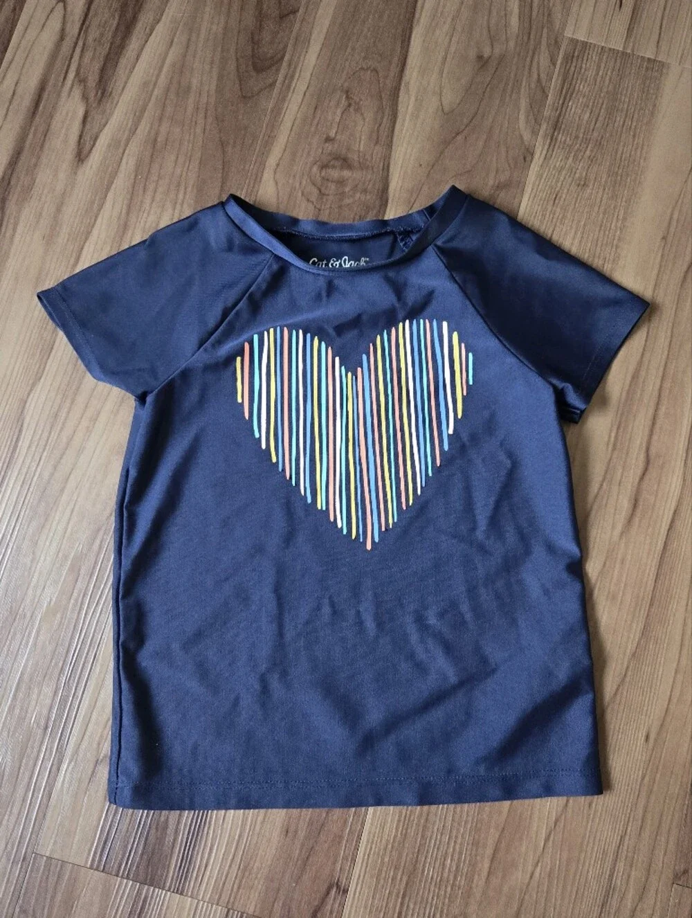 Cat & Jack 4T Navy Multicolor Heart Girls' Two-Piece Rashguard Swim Set VGUC